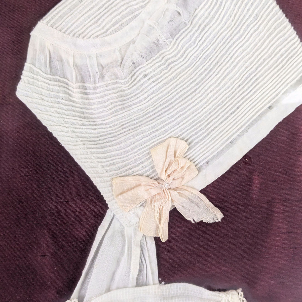 Antique Framed Christening Gown Set - Gown, Cap, & Socks