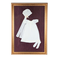 Antique Framed Christening Gown Set - Gown, Cap, & Socks