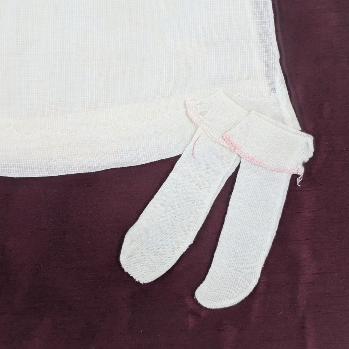 Antique Framed Christening Gown Set - Gown, Cap, & Socks