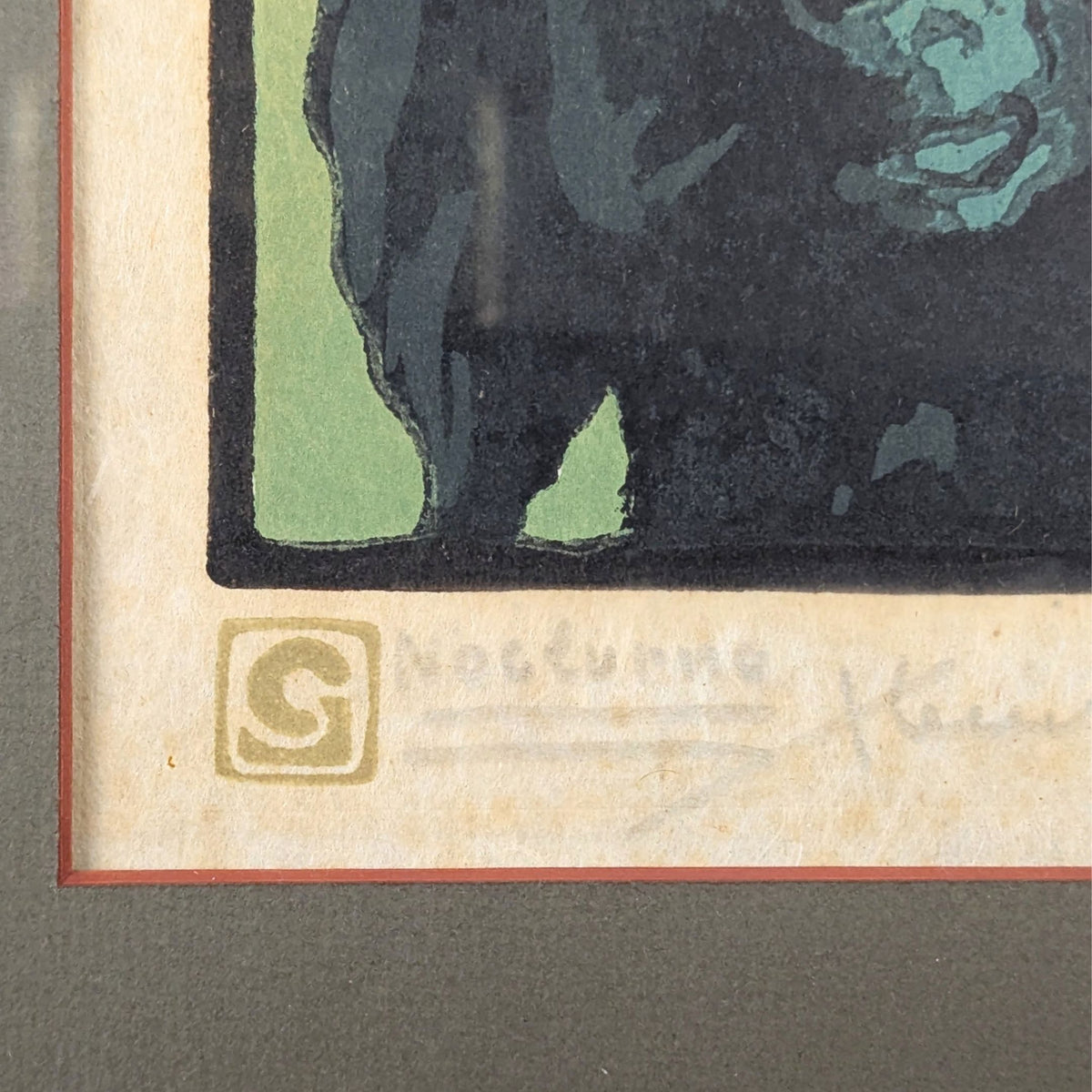 Heinrich Carl "Nocturne" Original Signed Woodblock Print, c. 1920
