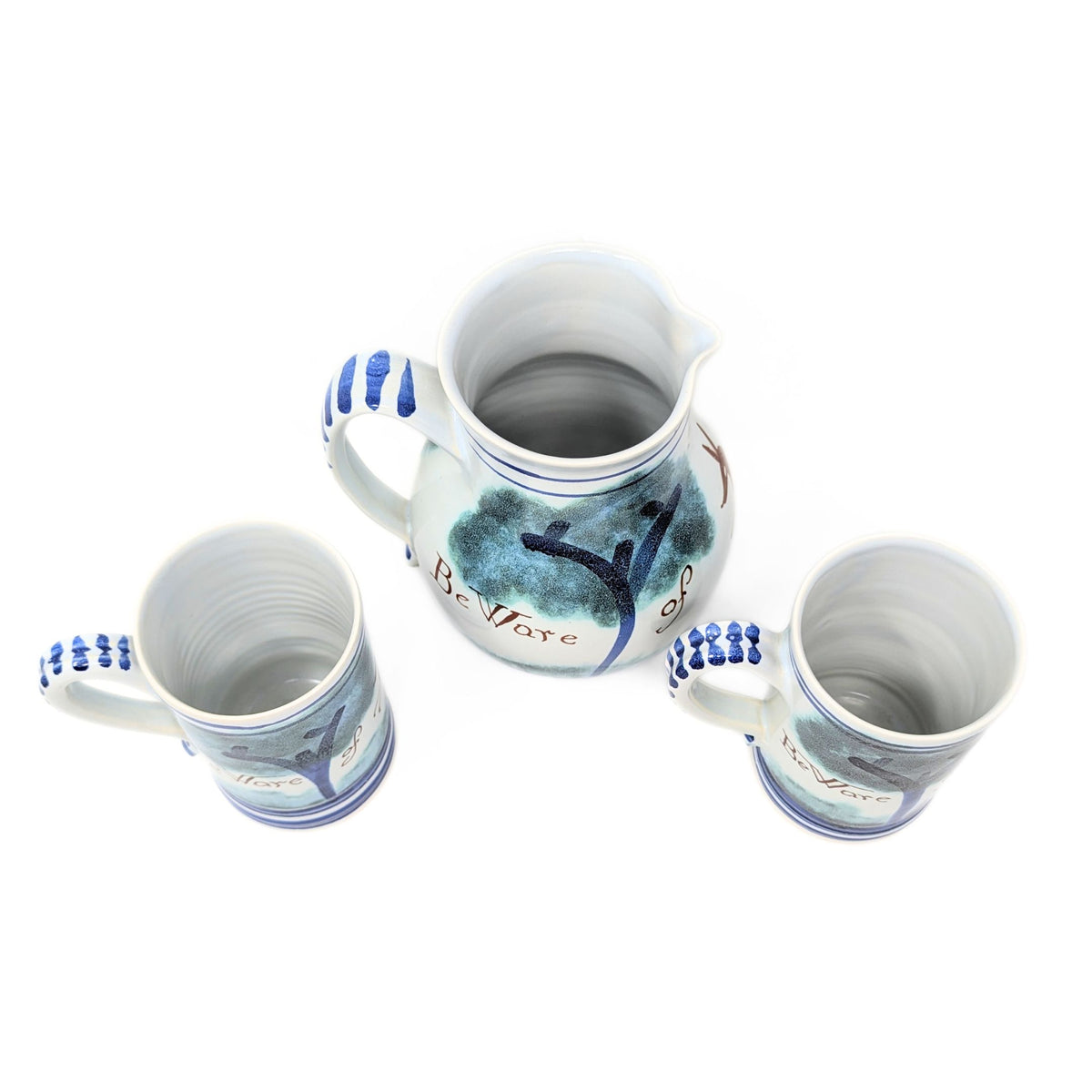 Michelle Erickson "Beware Of The Fox" Signed Pitcher & Two Mugs