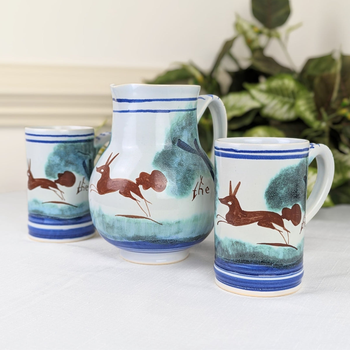 Michelle Erickson "Beware Of The Fox" Signed Pitcher & Two Mugs