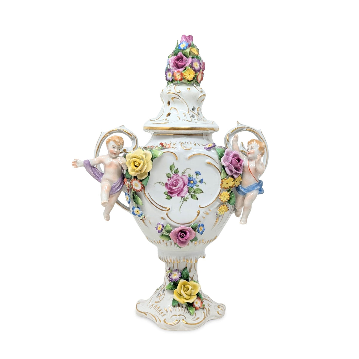 Von Schierholz Cherubic Compote Lidded Urns (Pair)