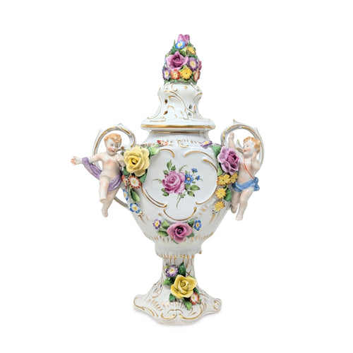 Von Schierholz Cherubic Compote Lidded Urns (Pair)