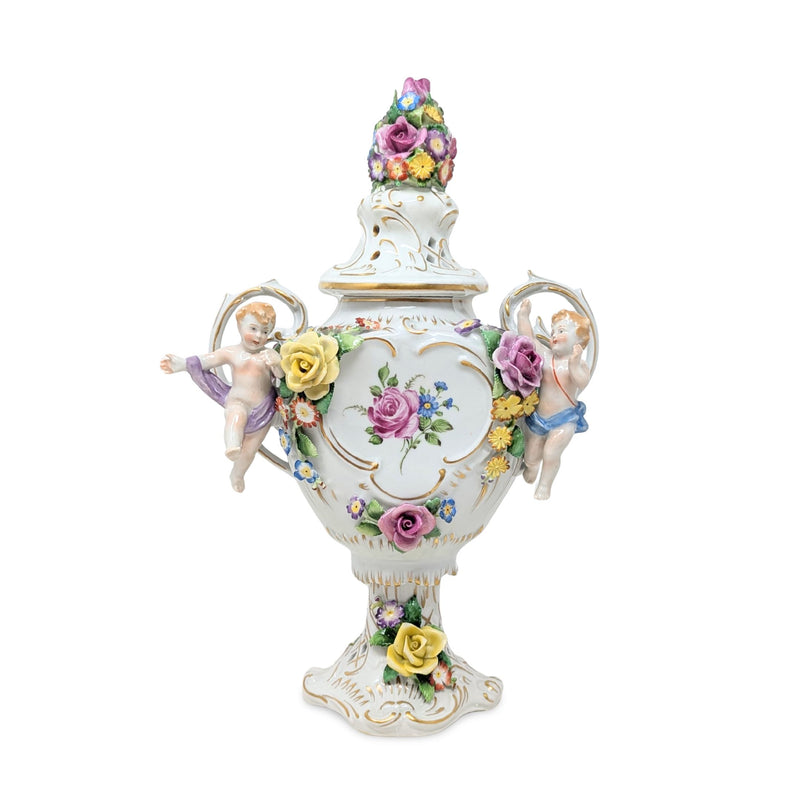 Von Schierholz Cherubic Compote Lidded Urns (Pair)