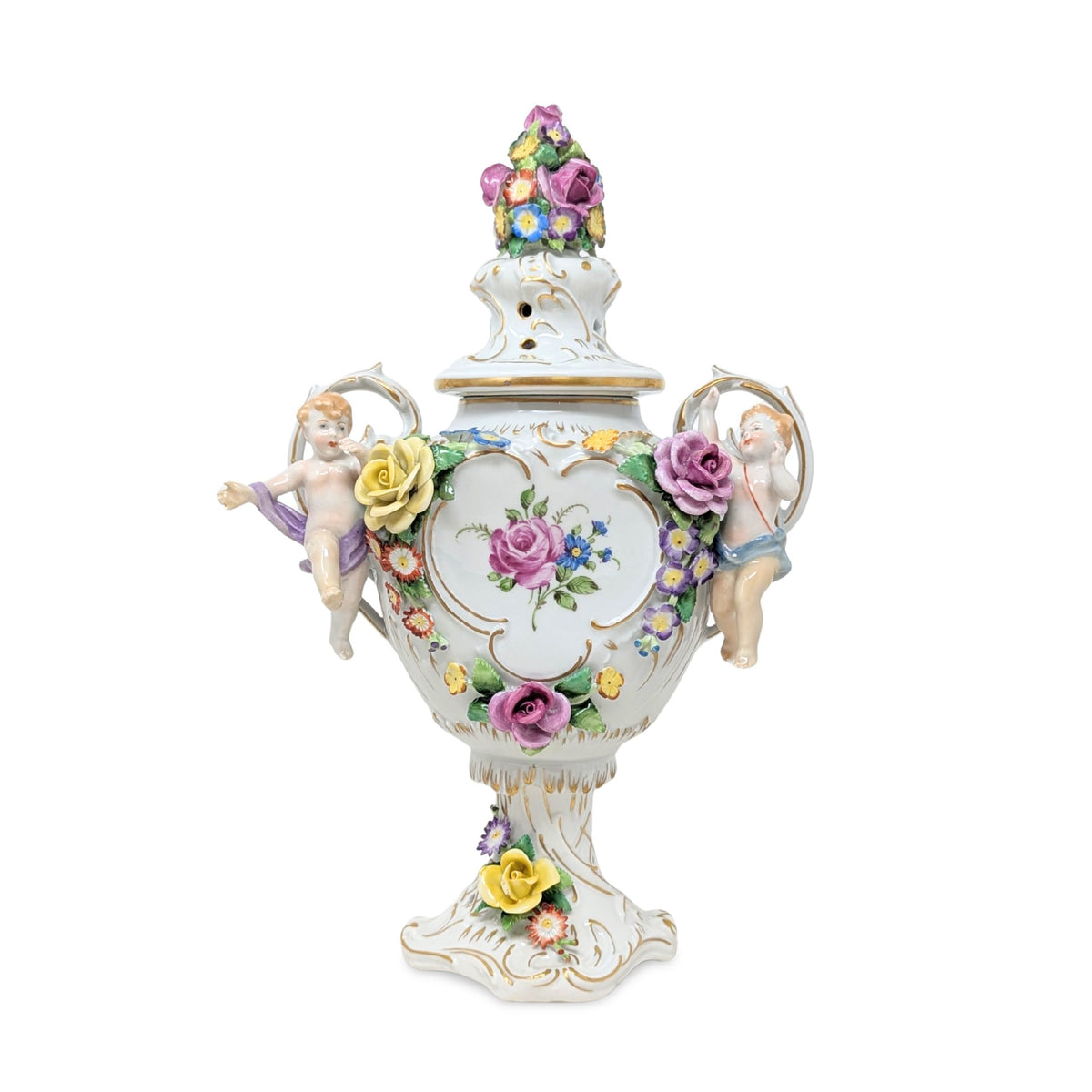 Von Schierholz Cherubic Compote Lidded Urns (Pair)