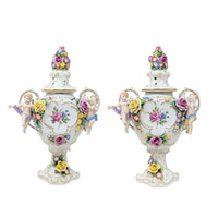 Von Schierholz Cherubic Compote Lidded Urns (Pair)