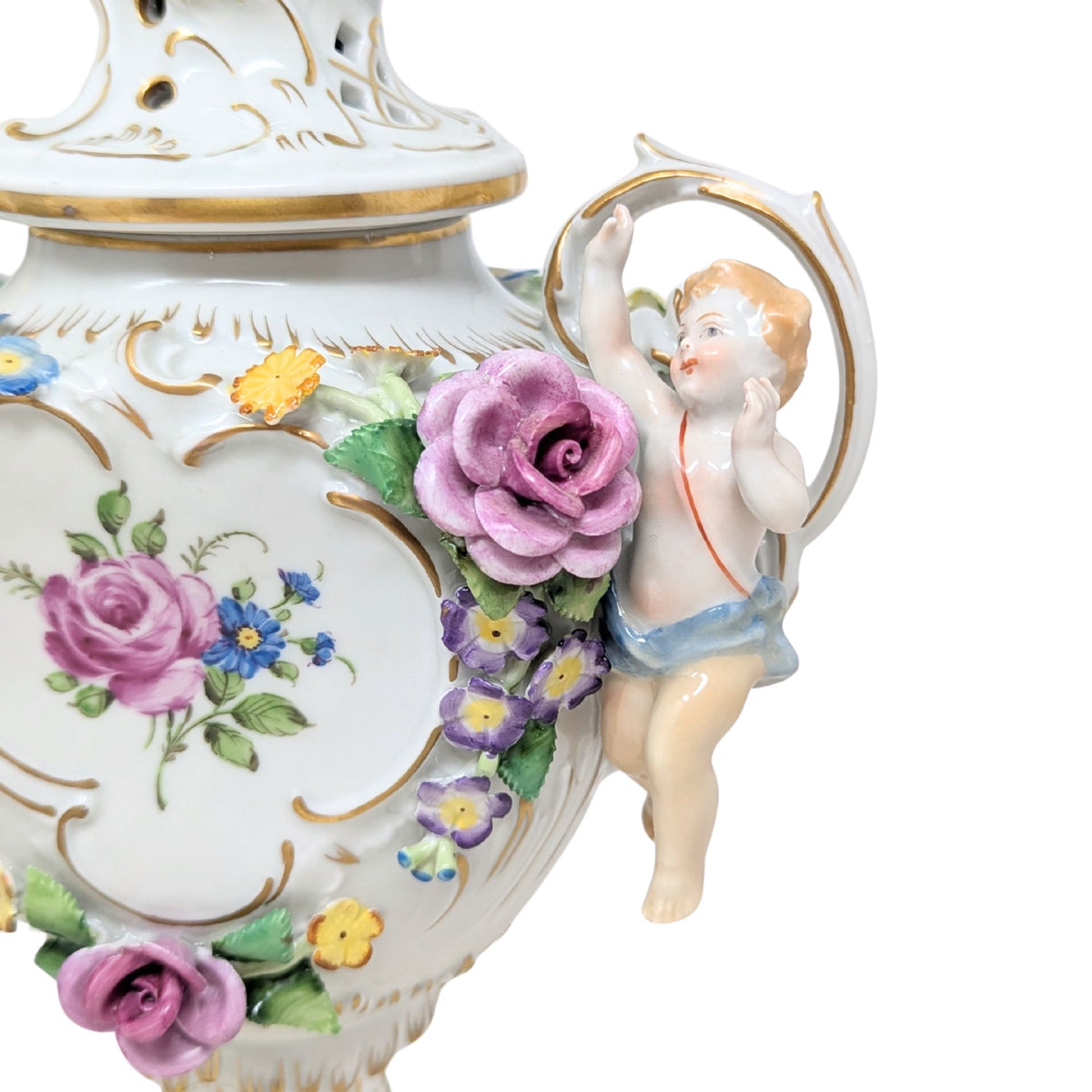 Von Schierholz Cherubic Compote Lidded Urns (Pair)