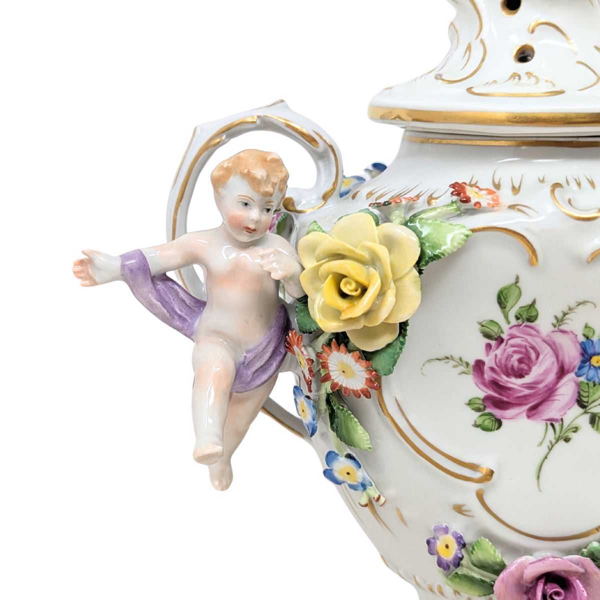 Von Schierholz Cherubic Compote Lidded Urns (Pair)