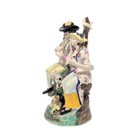 Antique Staffordshire Flute Player, Woman, & Animals Figurine