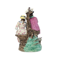 Antique Staffordshire Flute Player, Woman, & Animals Figurine