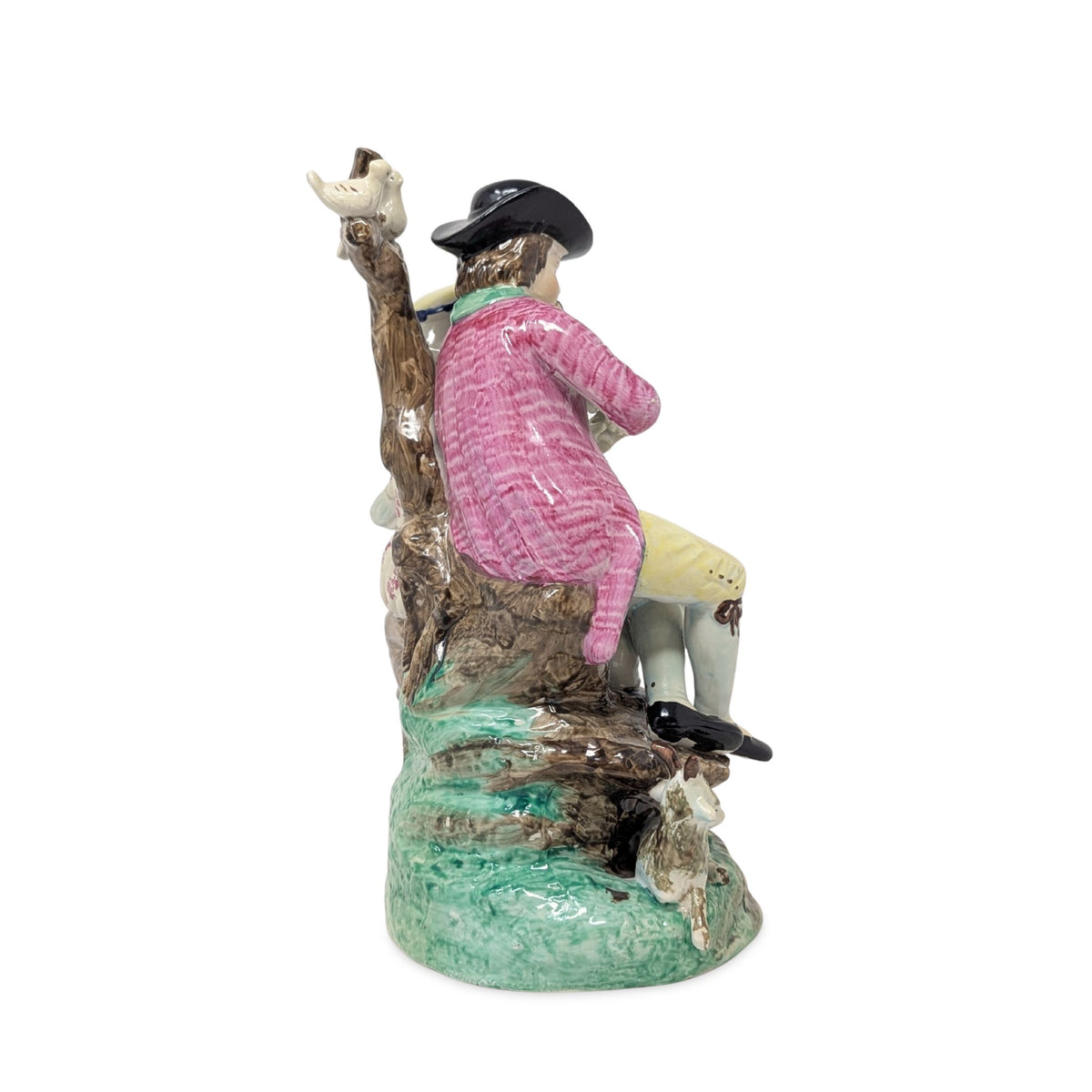 Antique Staffordshire Flute Player, Woman, & Animals Figurine