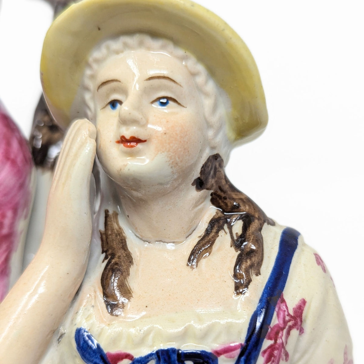 Antique Staffordshire Flute Player, Woman, & Animals Figurine
