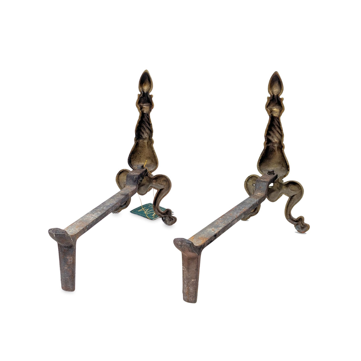 Virginia MetalCrafters #1029 Petite Brass Pineapple Barley Twist Andirons