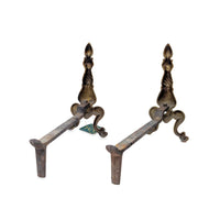 Virginia MetalCrafters #1029 Petite Brass Pineapple Barley Twist Andirons