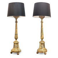 1849 Austrian Electrified 41" Grand Brass Oil Lamps (Pair)