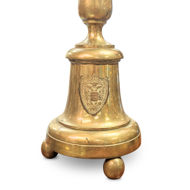 1849 Austrian Electrified 41" Grand Brass Oil Lamps (Pair)