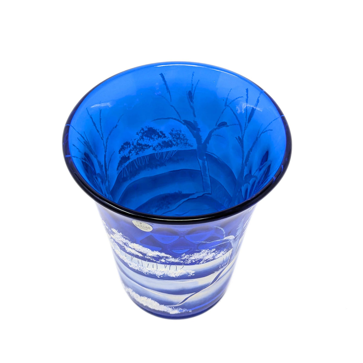 Fenton “Canaan Valley” Cobalt Flip Vase Signed D. Frederick