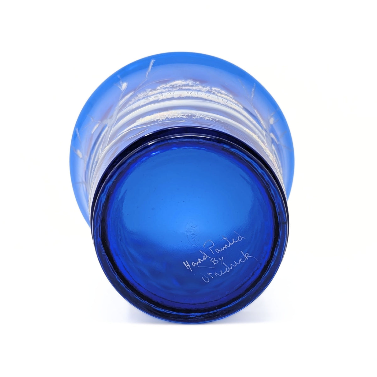 Fenton “Canaan Valley” Cobalt Flip Vase Signed D. Frederick