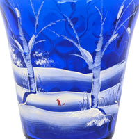 Fenton “Canaan Valley” Cobalt Flip Vase Signed D. Frederick