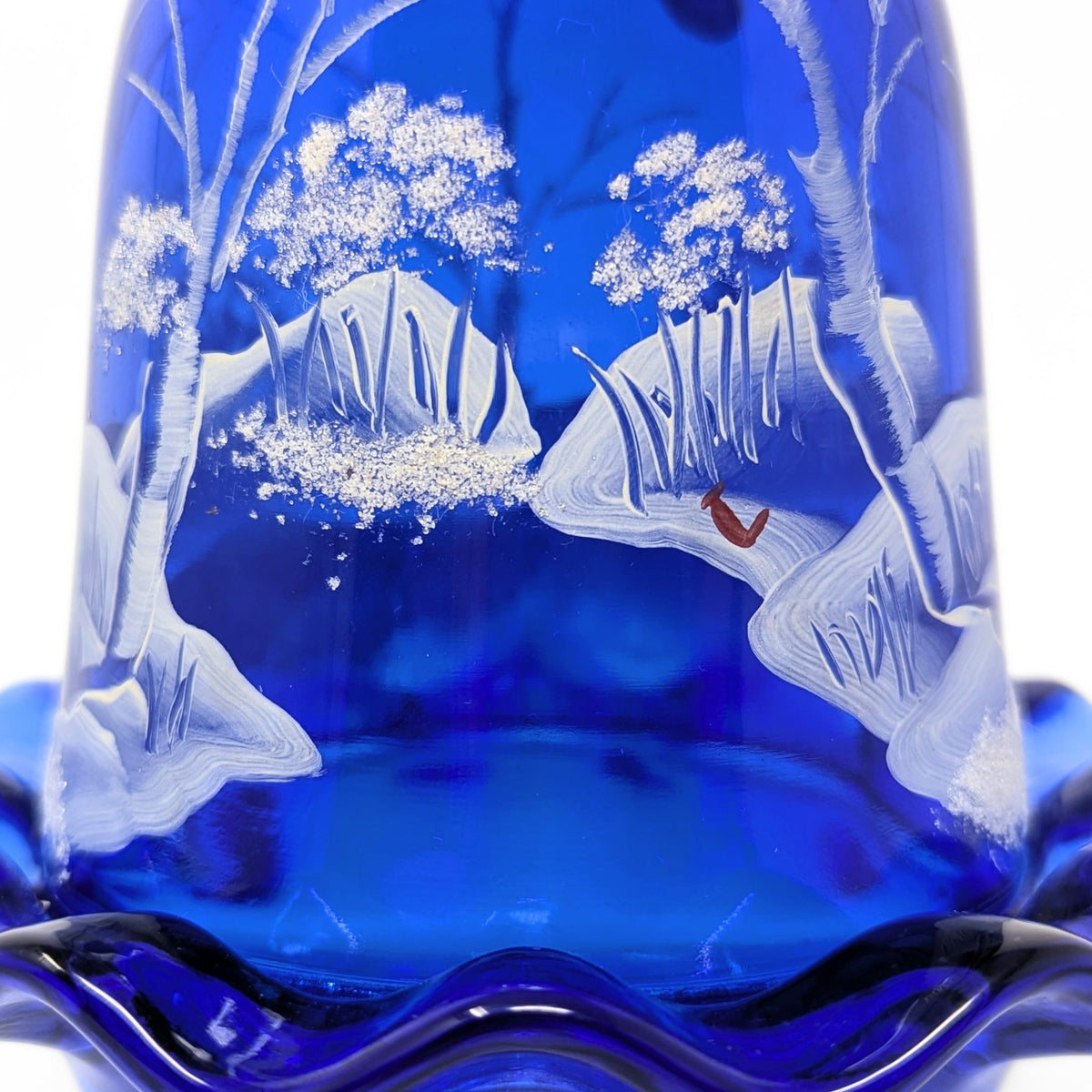 Fenton “Canaan Valley” Cobalt Fairy Lamp Signed D. Frederick