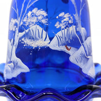 Fenton “Canaan Valley” Cobalt Fairy Lamp Signed D. Frederick