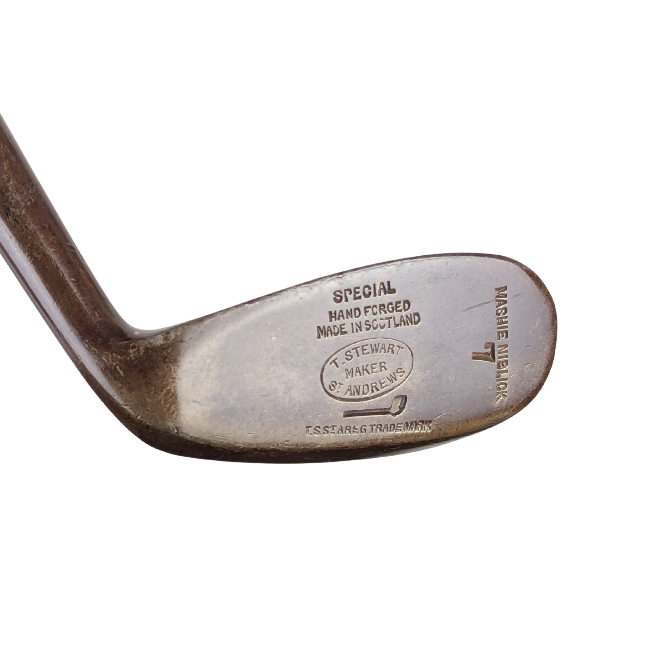 T. Stewart St. Andrews Hickory Shaft Mashie Niblick #7 Golf Club