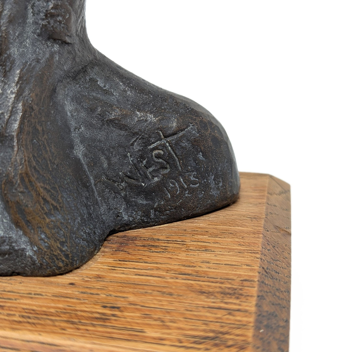 Original F. West Signed 1913 Bronze Native American Indian Busts