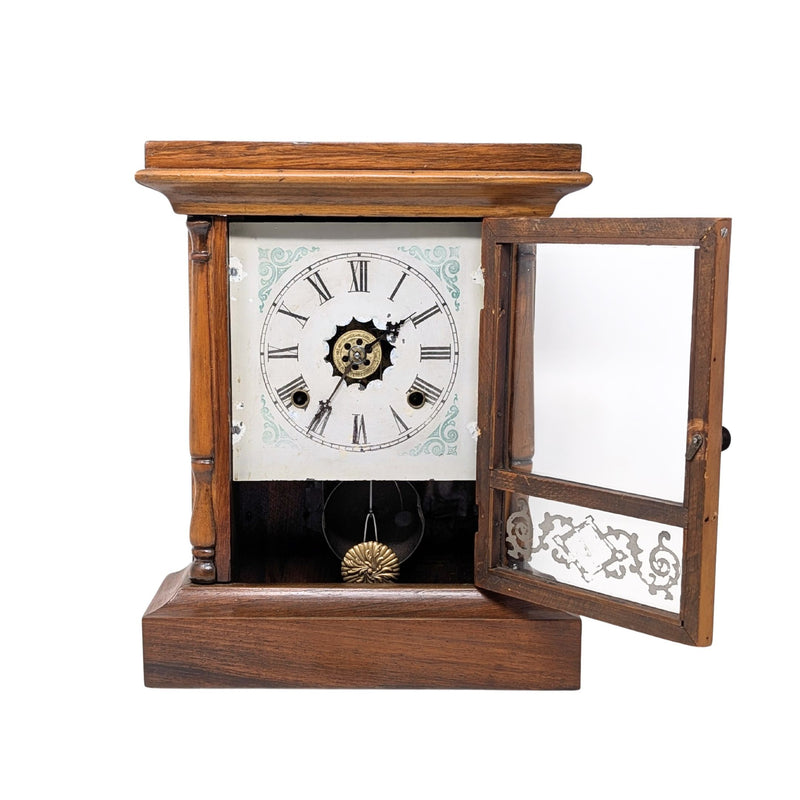 Waterbury 1870’s Ruby 8-Day Walnut Cottage Clock