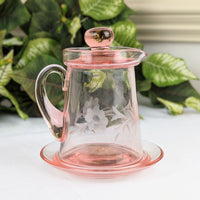 Cambridge Majestic Pink Depression Glass #106 Syrup Pitcher & Underplate