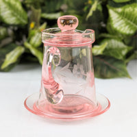 Cambridge Majestic Pink Depression Glass #106 Syrup Pitcher & Underplate