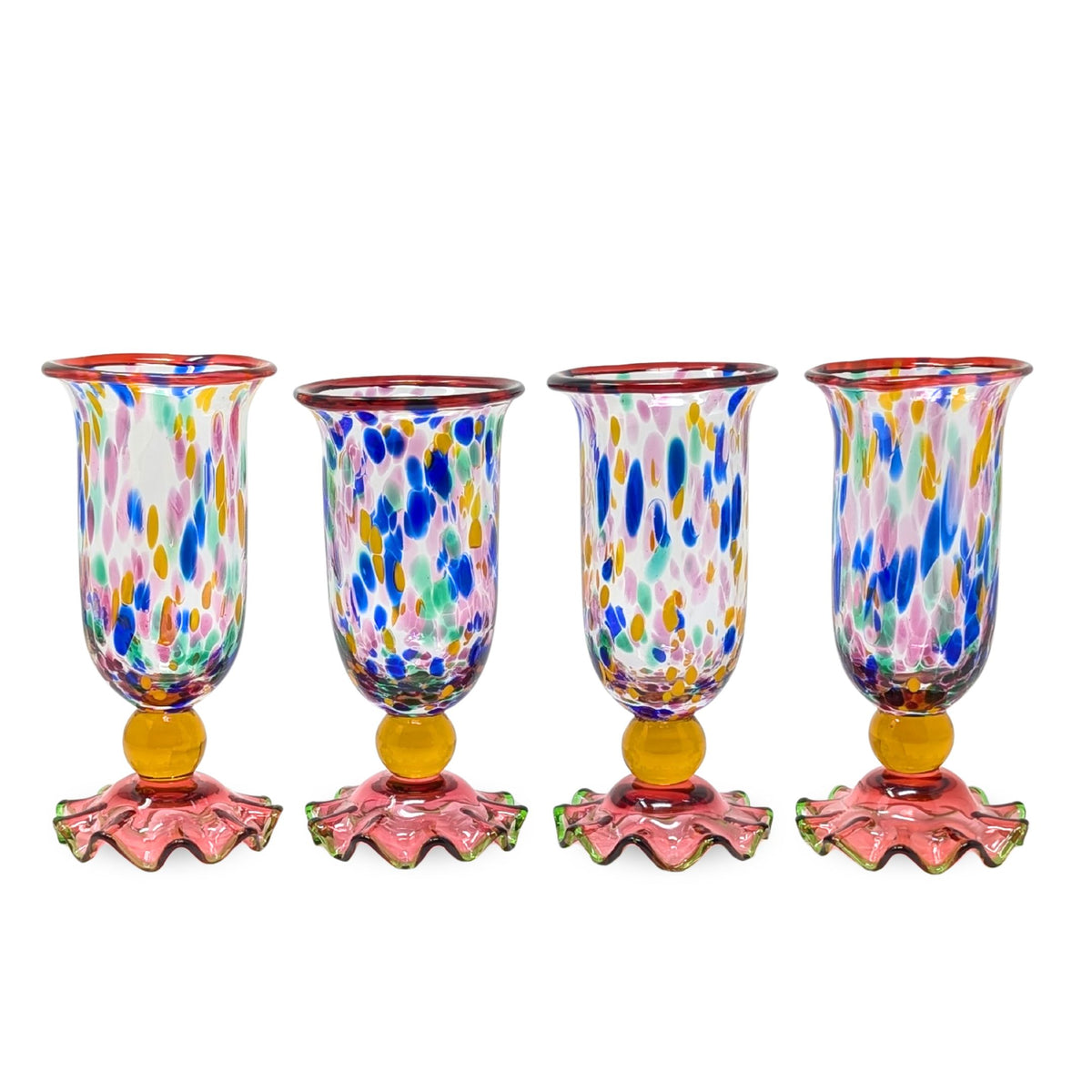 MacKenzie Childs "Molten Confetti" Set of 4 Water Goblets