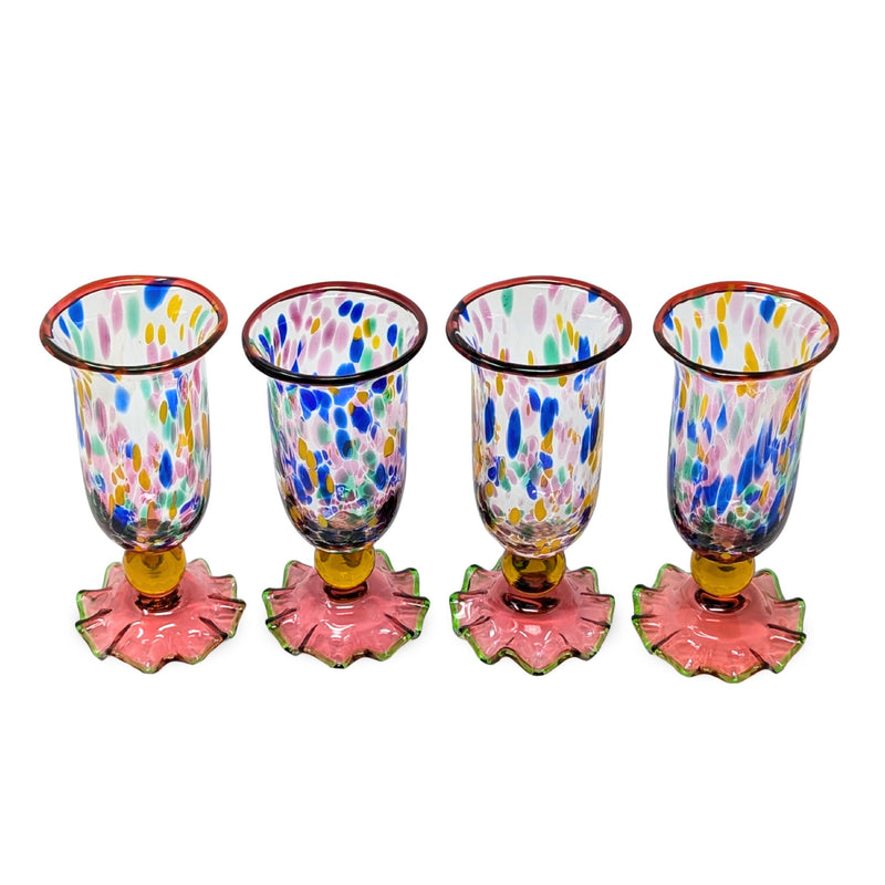 MacKenzie Childs "Molten Confetti" Set of 4 Water Goblets