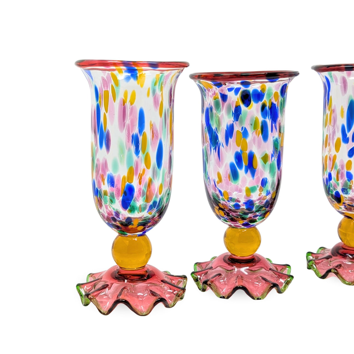 MacKenzie Childs "Molten Confetti" Set of 4 Water Goblets