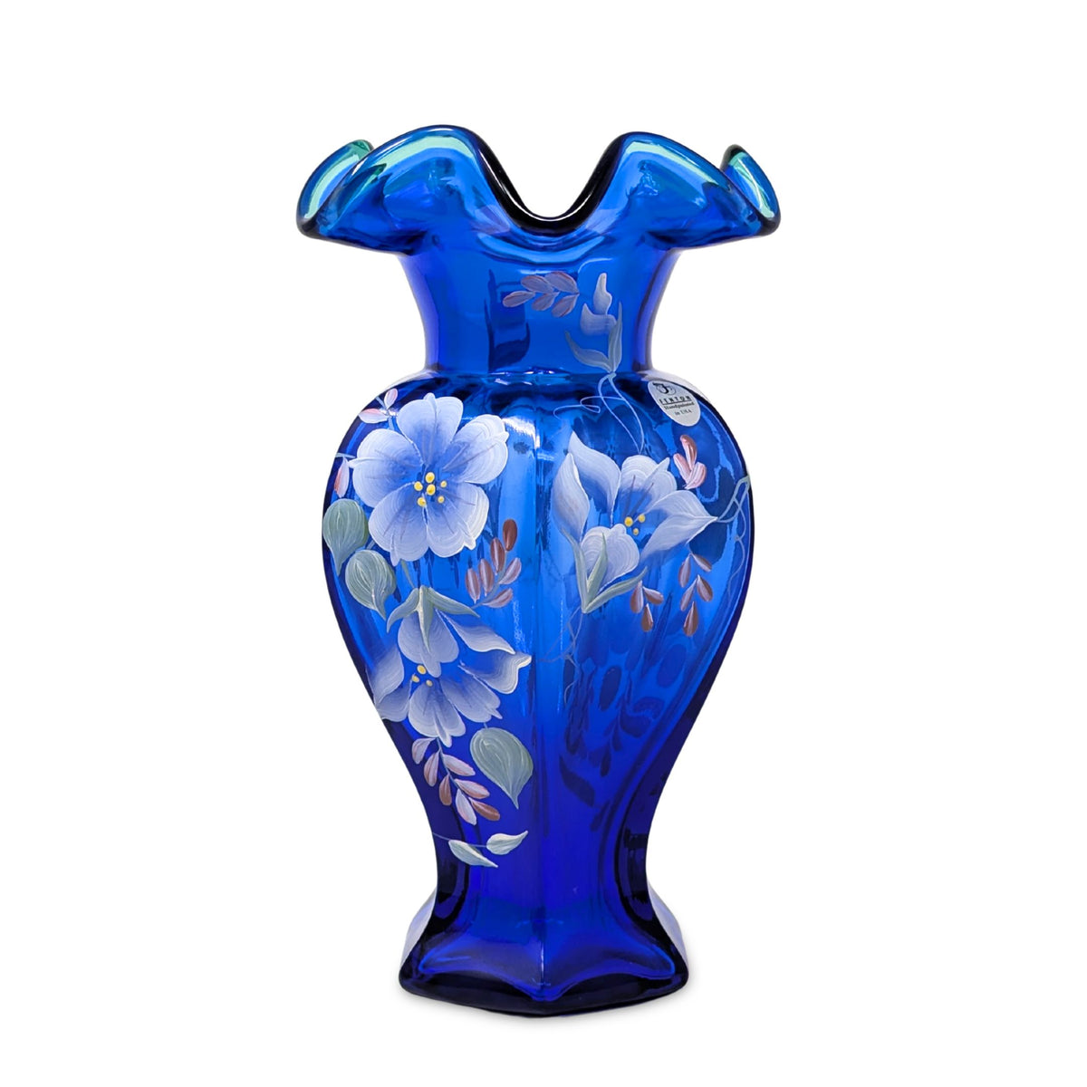 Fenton 75th Celebration Artist Signed Cobalt Vase