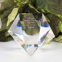 Steuben Crystal Prism Paperweight w/ Robert Browning Poem Excerpt