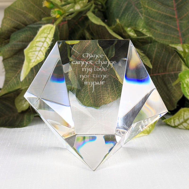 Steuben Crystal Prism Paperweight w/ Robert Browning Poem Excerpt