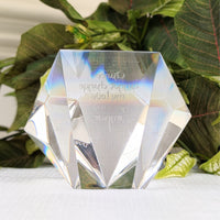 Steuben Crystal Prism Paperweight w/ Robert Browning Poem Excerpt