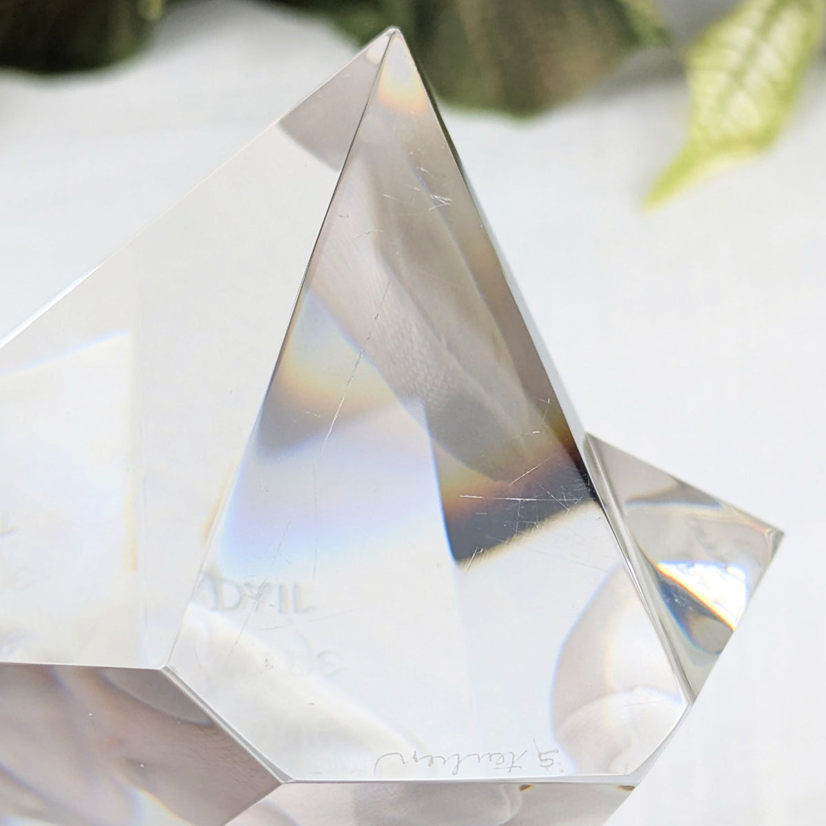 Steuben Crystal Prism Paperweight w/ Robert Browning Poem Excerpt