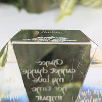 Steuben Crystal Prism Paperweight w/ Robert Browning Poem Excerpt