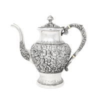 Antique S. Kirk & Son Sterling Repousse 3pc Tea Service 474F, Hand Decorated