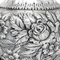 Antique S. Kirk & Son Sterling Repousse 3pc Tea Service 474F, Hand Decorated