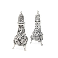 S. Kirk & Son Sterling Repousse Footed Salt & Pepper Shakers