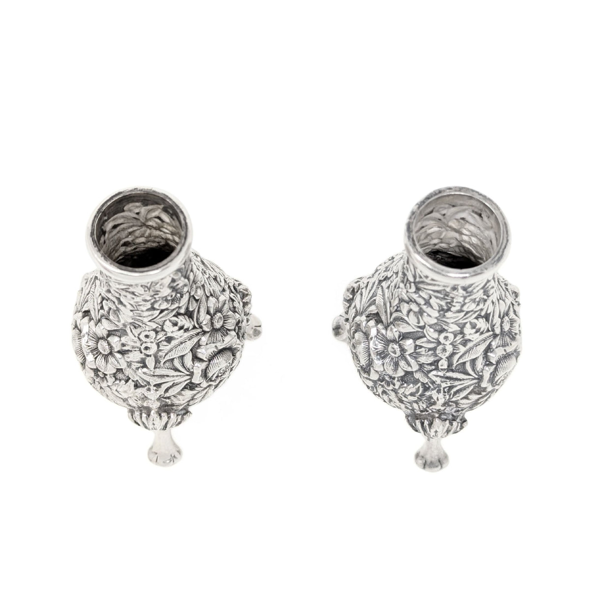 S. Kirk & Son Sterling Repousse Footed Salt & Pepper Shakers