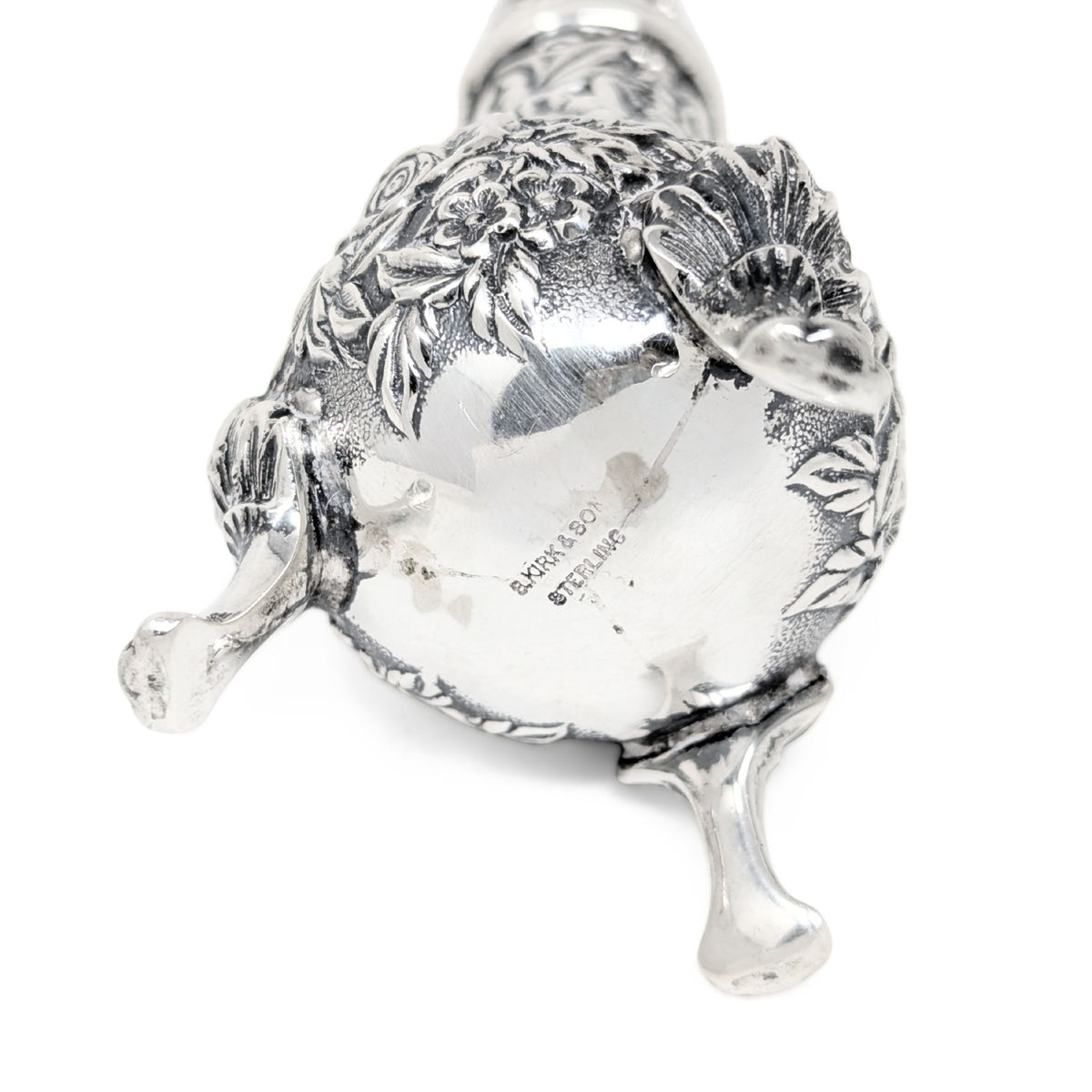 S. Kirk & Son Sterling Repousse Footed Salt & Pepper Shakers