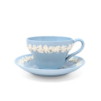 Wedgwood Queensware Cream on Lavender Set of 4 Footed Cups & Saucers
