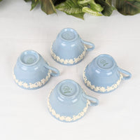 Wedgwood Queensware Cream on Lavender Set of 4 Footed Cups & Saucers