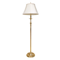Virginia Metalcrafters Brass Candlestick Floor Lamp & Shade