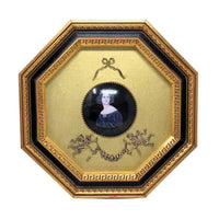 Vintage Andrew Kolb & Son Octagonal Framed Porcelain Portrait Plaques (Set of 4)