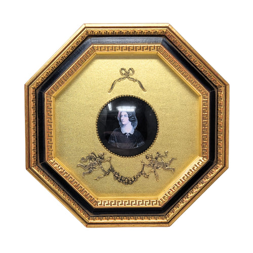 Vintage Andrew Kolb & Son Octagonal Framed Porcelain Portrait Plaques (Set of 4)